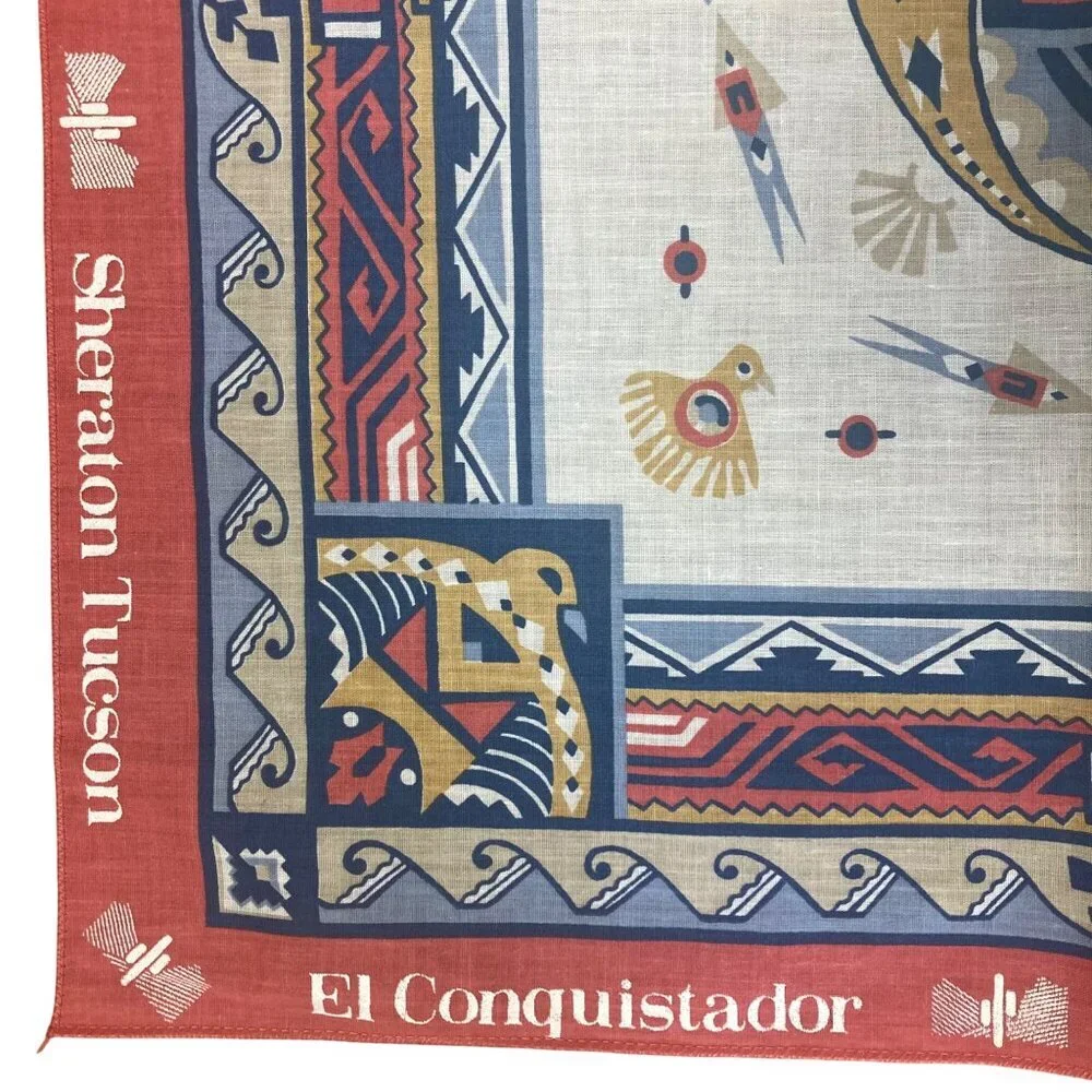 Vintage 90s Wamcraft Southwestern Bandana Sheraton Tucson El Conquistador Promo